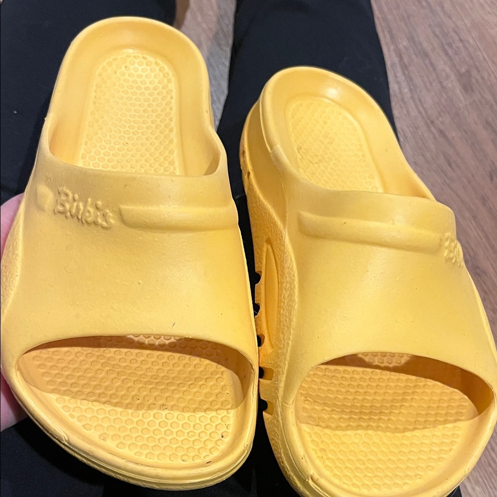 Birkenstock Kids Yellow Slide Sandals
